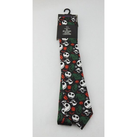 New Disney The Nightmare Before Christmas Men's Necktie Tie Polyester Black Red - Picture 1 of 7